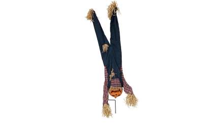 Europalms Halloween Bodenstecker Figur Kürbismann kopfüber, animiert, 153cm 