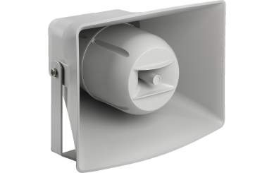 Monacor IT-400DTM Wetterfester, aktiver 2-Wege-Druckkammerlautsprecher (Musikhorn) mit integriertem Dante<sup>®</sup>-Modul 