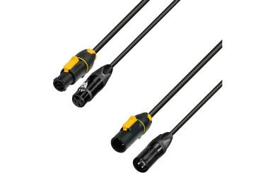 Adam Hall 8101 PSDP 0300 N - DMX- & Netzkabel PowerCon True In & XLR female auf PowerCon Out & XLR male 3 m 