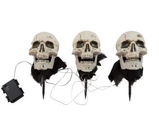 Europalms Halloween Totenköpfe mit Erdspieß, 3er-Set, 29cm 