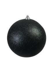 Europalms Dekokugel 20cm, schwarz, glitzer 