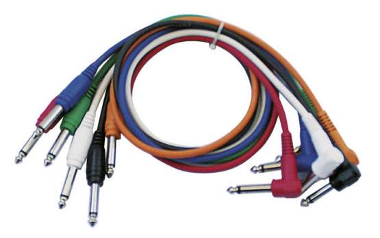 DAP FL1490 Mono Patch Cable 90 cm  - Straight and Hooked Plug Six Colour Pack 