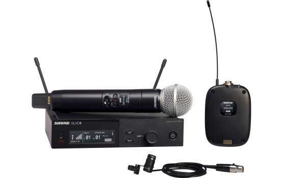 Shure SLXD124/85 SLX-D Kombi-Mikrofonsystem m. SM58 & WL185 518-562 MHz (SLXD124E/85-H56) 