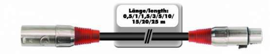 Omnitronic XLR Kabel 3pol 3m, schwarz/rot 