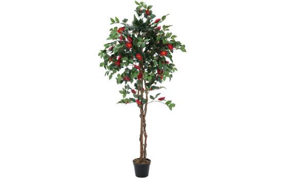 Europalms Kamelienbaum rot mit Topf 180cm, Kunststoffpflanze 