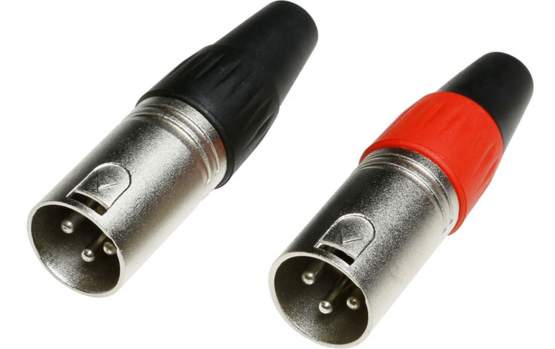 Adam Hall 7906 XLR-Kabel-Steckverbinder, 3-Pol male, Paar rot/schwarz 