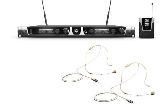 LD Systems U505 BPHH 2 Funkmikrofon System mit 2 x Bodypack und 2 x Headset beigefarben 