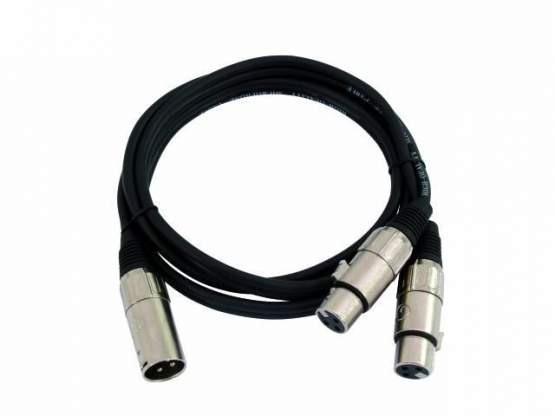 Omnitronic Adapterkabel XLR (M) / 2 x XLR (F) 1,5m schwarz 
