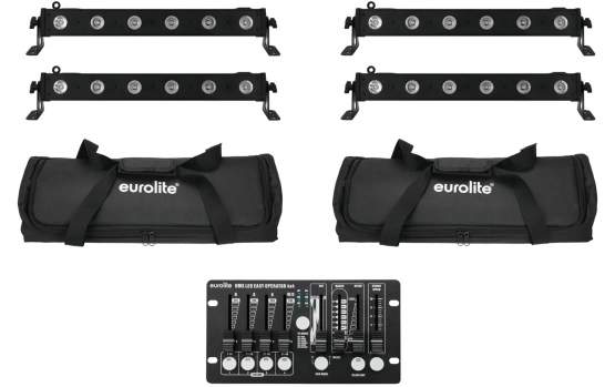 Eurolite Set 4x LED BAR-6 QCL RGBW + 2x Soft Bag + Controller 