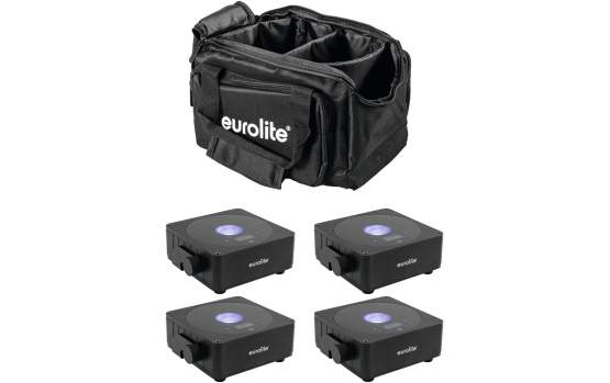 Eurolite Set 4x AKKU Flat Light 1 schwarz + Soft-Bag 