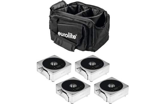 Eurolite Set 4x AKKU Flat Light 1 chrom + Soft-Bag 