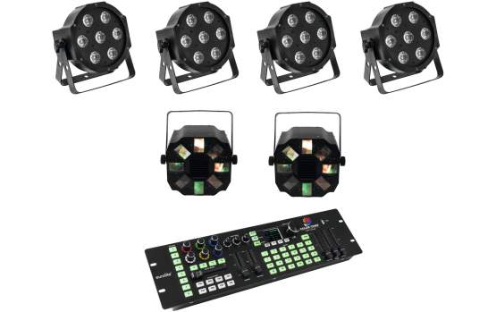 Eurolite Set 4x LED SLS-7 HCL Floor + 2x LED FE-700 + DMX LED Co 