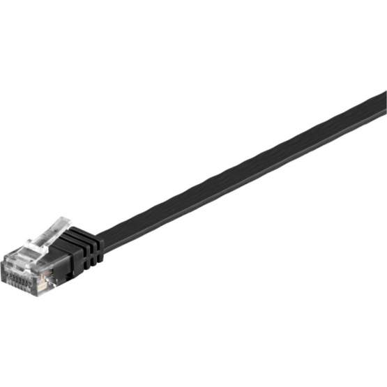 Goobay CAT 6 Flach-Patchkabel, U/UTP, Schwarz 1 m 