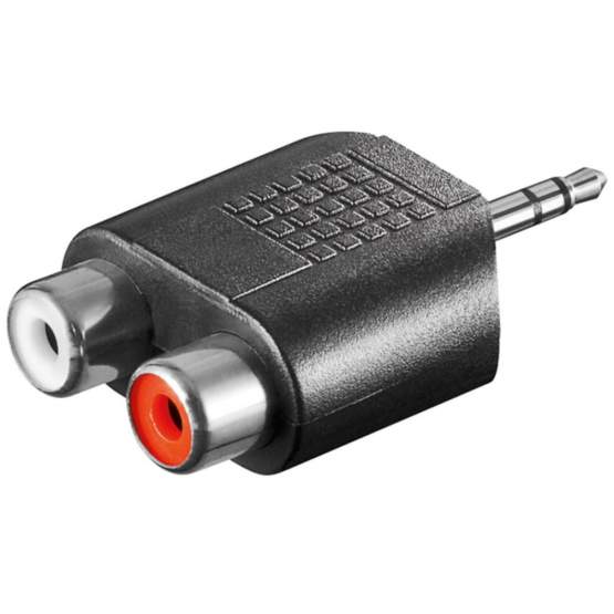 Goobay Cinch Adapter, AUX Klinke 3,5 mm Stecker zu 2x stereo Buchse 
