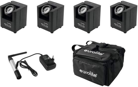 Eurolite Set 4x AKKU UP-1 + SB-4 Soft-Bag + QuickDMX Funksender 