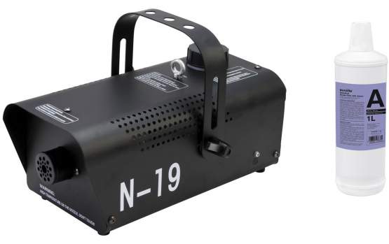 Eurolite Set N-19 Nebelmaschine schwarz + A2D Action Nebelfluid 1l 