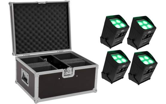 Eurolite Set 4x AKKU UP-4 Entry QCL Spot QuickDMX + Case 