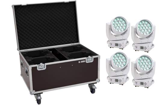 Eurolite Set 4x LED TMH-X4 Moving-Head Wash Zoom ws + Case mit Rollen 