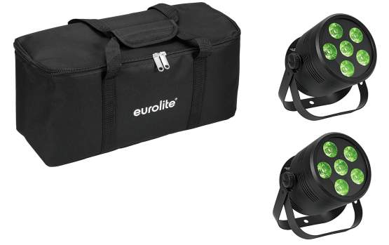 Eurolite Set 2x LED Silent Par 6 QCL Floor sw + Soft-Bag 