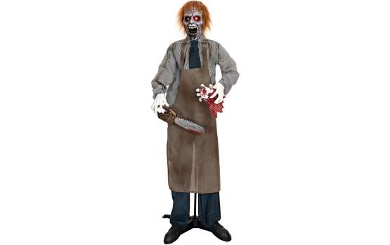 Europalms Halloween Figur Zombie mit Kettensäge, animiert, 170cm 