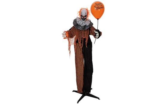 Europalms Halloween Figur Clown mit Luftballon, animiert, 166cm 