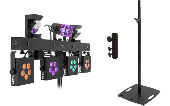Eurolite Set LED KLS Scan Pro Next FX Kompakt-Lichtset + BPS-3 Boxenhochständer schwarz 