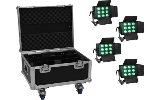 Eurolite Set 4x LED CLS-9 QCL RGB/WW 9x7W + Case 