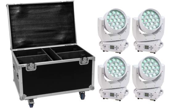 Eurolite Set 4x LED TMH-X4 weiß + Case mit Rollen 
