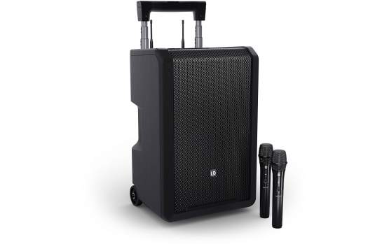 LD Systems ANNY® 10 HHD 2 B8 - 10" Mobiler Bluetooth® PA-Lautsprecher mit Akku, Mixer und 2x Funkmikrofon 