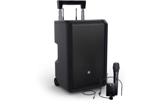 LD Systems ANNY® 10 HBH 2 B6 - 10" Mobiler Bluetooth® PA-Lautsprecher mit Akku, Mixer, 1x Funkmikrofon und 1x Headset-Mikrofon (inkl. Taschensender) 