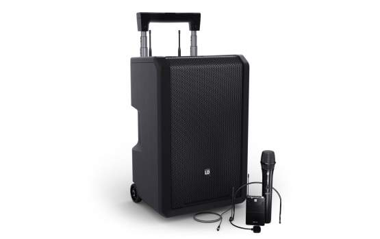 LD Systems ANNY® 10 HBH 2 B8 - 10" Mobiler Bluetooth® PA-Lautsprecher mit Akku, Mixer, 1x Funkmikrofon und 1x Headset-Mikrofon (inkl. Taschensender) 