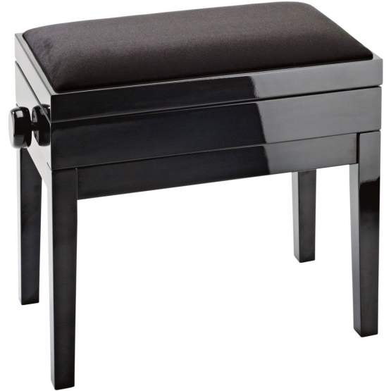 K&M 13950 Klavierbank mit Notenfach, Bank schwarz poliert, Sitz Samt schwarz 