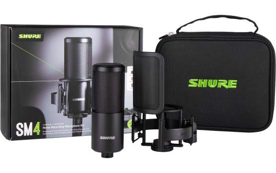 Shure SM4 KIT inkl. Mikrofonspinne, Popfilter und Softshell Koffer 