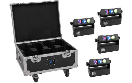 Eurolite Set 4x AKKU MBT-3 Spot MK2 + Flightcase mit Rollen und Ladefunktion 