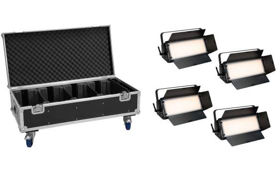 Eurolite Set 4x LED PLL-576 CW/WW Panel + Case mit Rollen 