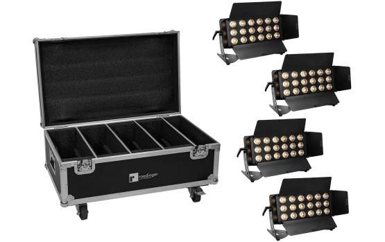 Eurolite Set 4x LED CLS-18 QCL RGB/WW 18x7W + Flightcase mit Rollen 