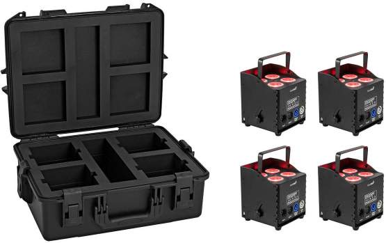 Eurolite Set 4x AKKU UP-4 QCL Spot QuickDMX MK2 + Kunststoffcase 