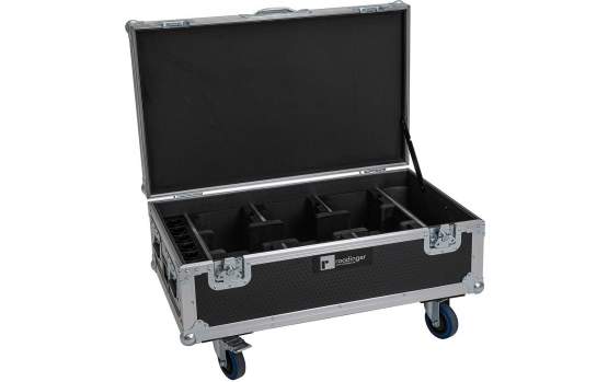 Roadinger Flightcase 6x AKKU UP-4 QCL Spot QuickDMX MK2 mit Ladefunktion und Rollen 