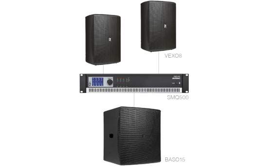 Audac FORTE 8.3 B - Mittles Vordergrund Set bestehend aus 2 x VEXO8 + BASO15 & SMQ500 - schwarz 